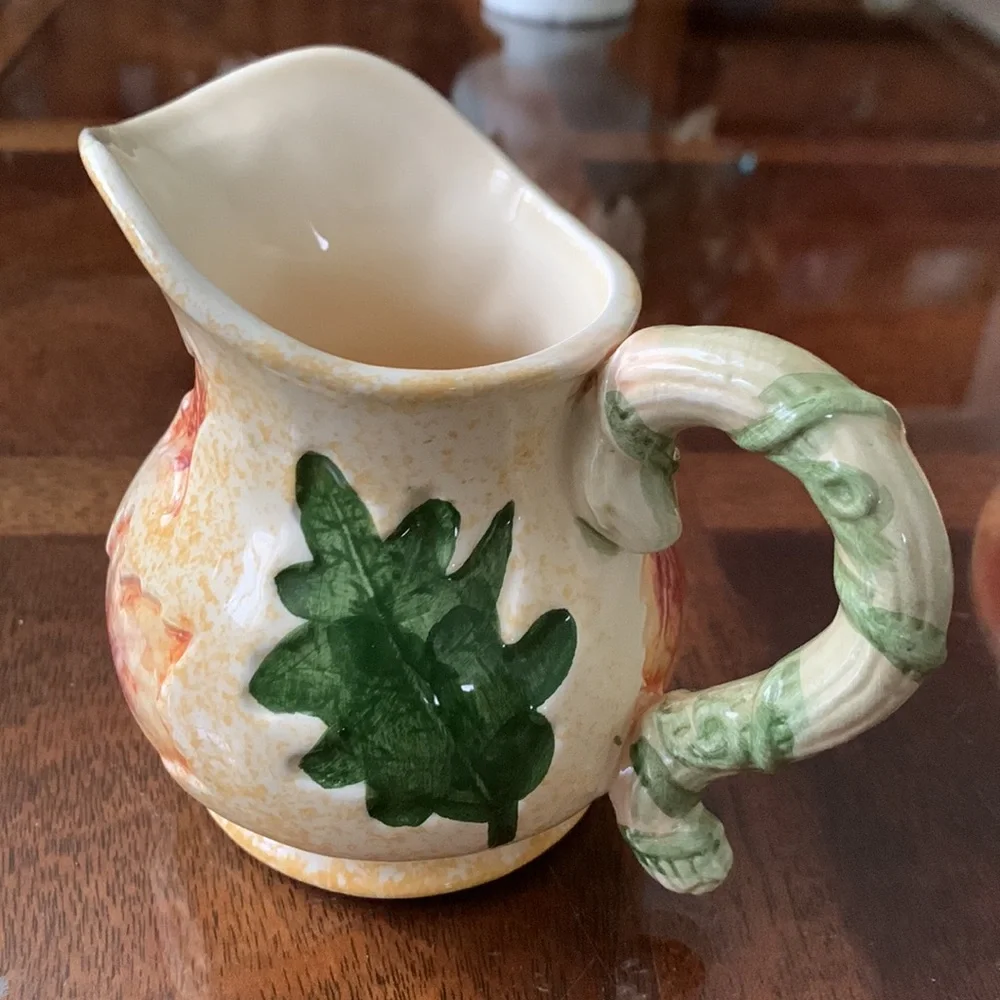 Oxford Elite Maple Leaf Creamer Pitcher & Sugar Bowl Fall Autumn Thanksgiving